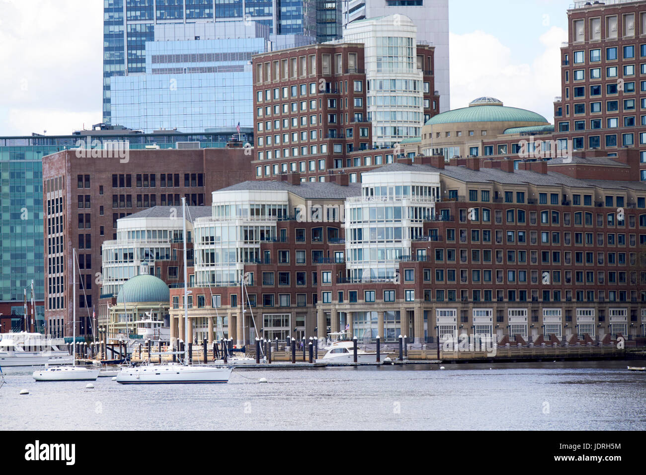 Rowes Wharf Sanierung Marina und Waterfront Boston USA Stockfoto
