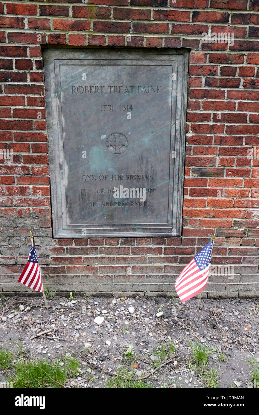 Grab von Robert behandeln Paine, einer der Unterzeichner der Unabhängigkeitserklärung Granary Burying Ground Boston USA Stockfoto