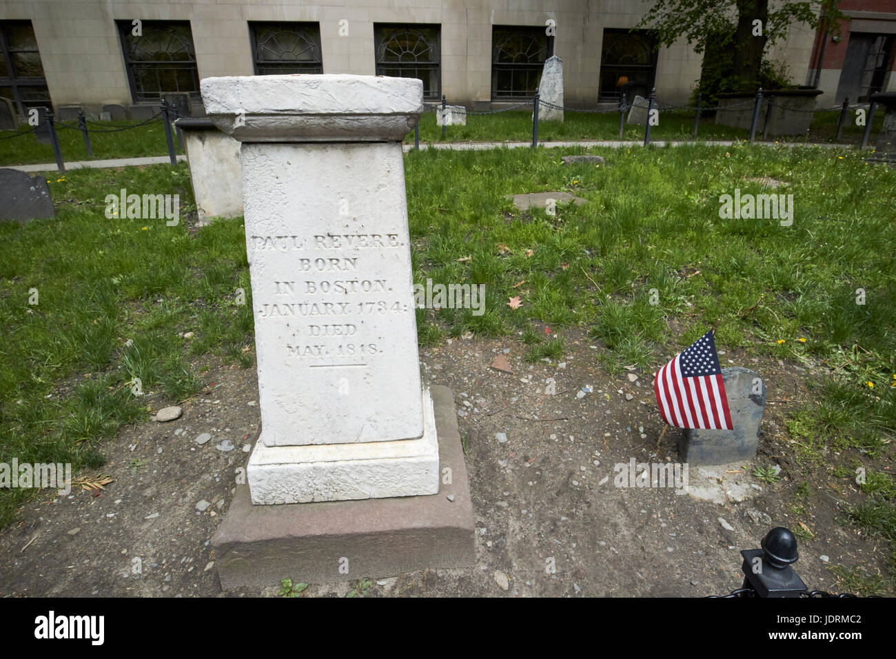 Paul reveres Grab im Getreidespeicher begrub Masse Boston USA Stockfoto