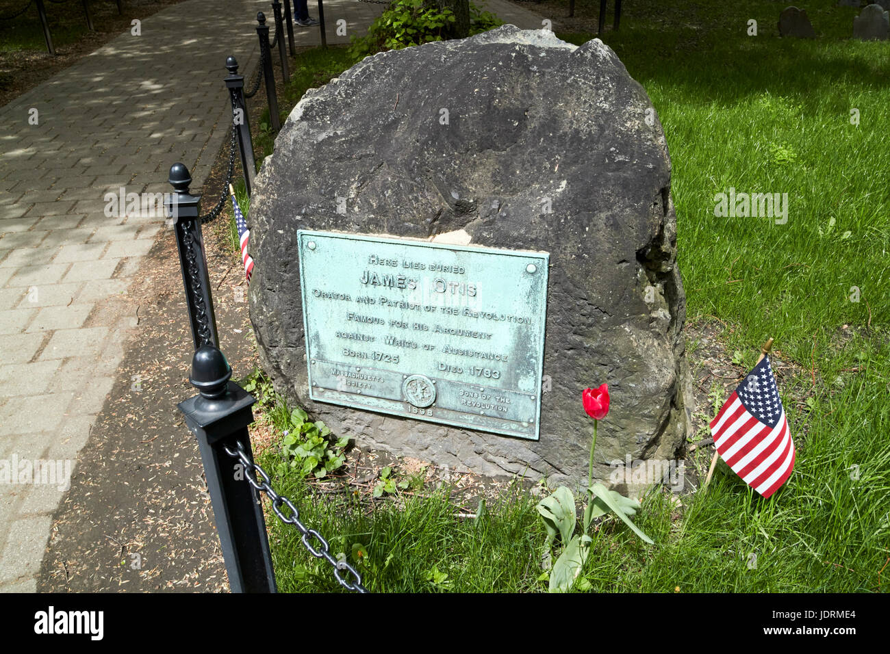 Grab des Unabhängigkeitskrieges Patriot James Otis Granary Burying ground, Boston USA Stockfoto