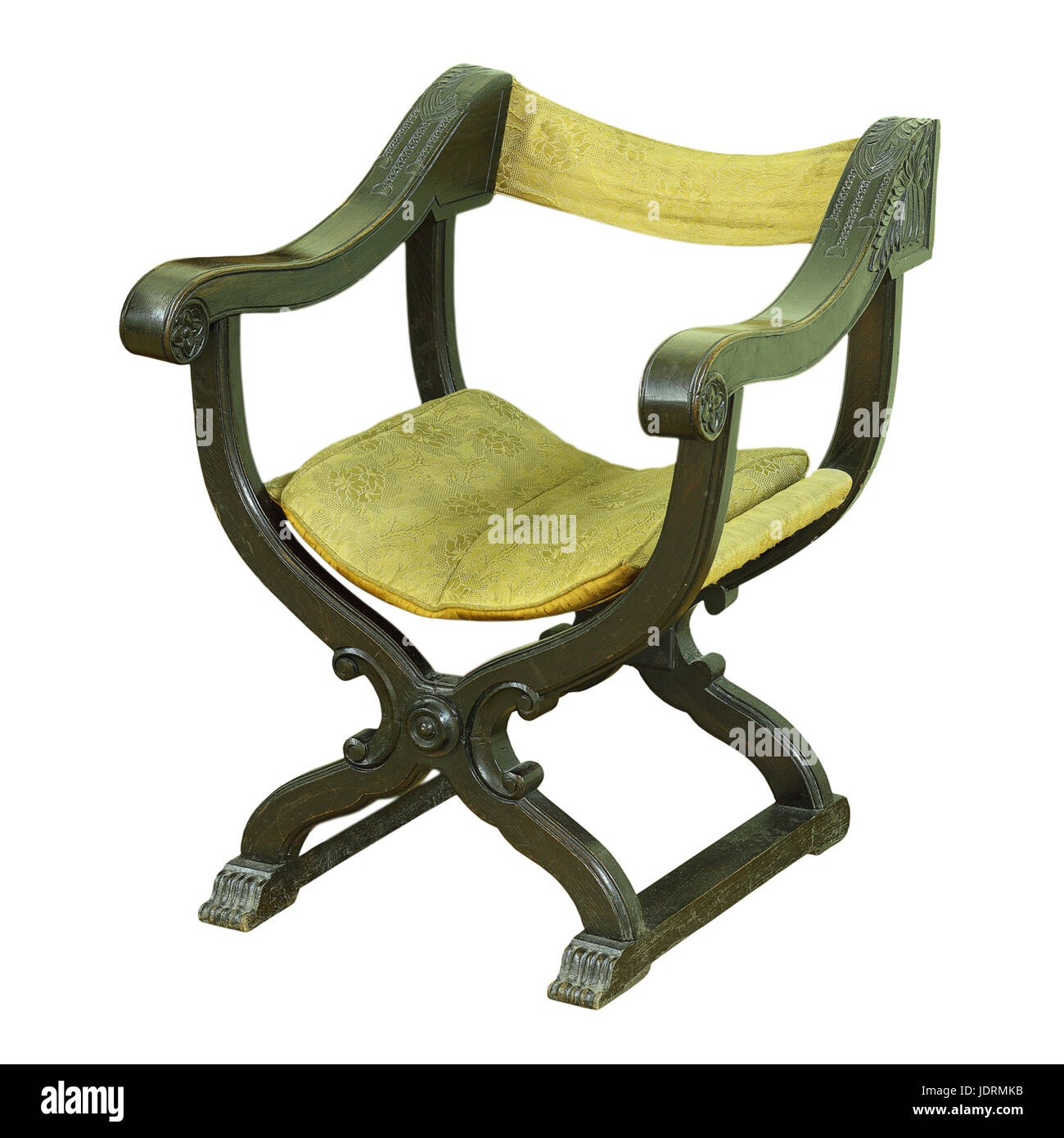 alte traditionelle Stuhl isoliert auf weißem Hintergrund, Objekt für Ihr design Stockfoto