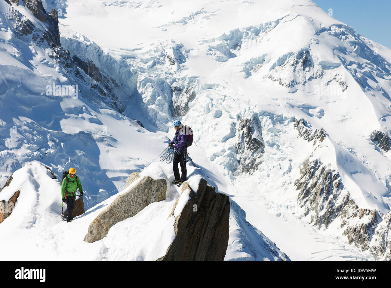 Zwei Bergsteiger, Chamonix, Frankreich Stockfoto