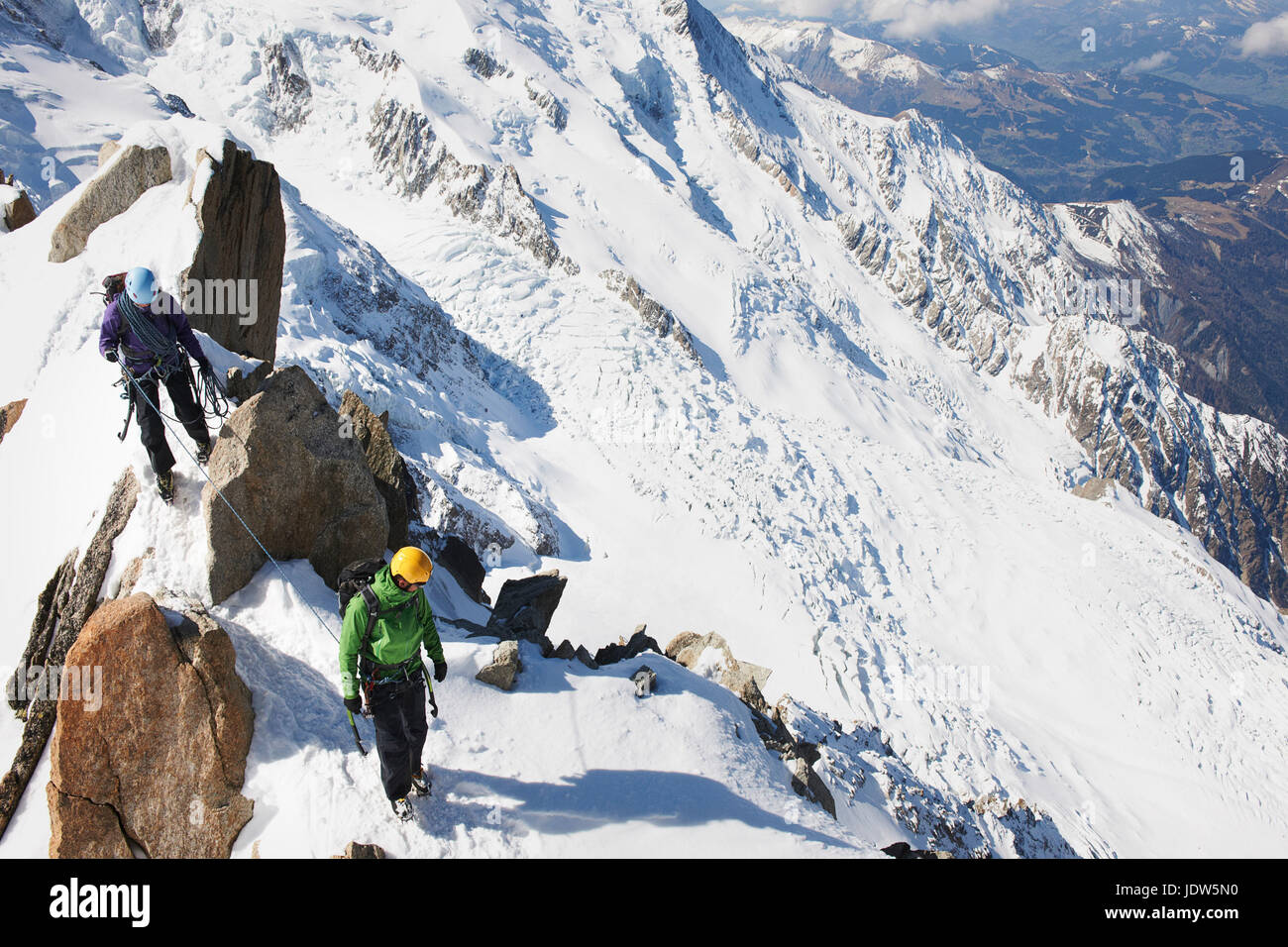 Zwei Bergsteiger, Chamonix, Frankreich Stockfoto