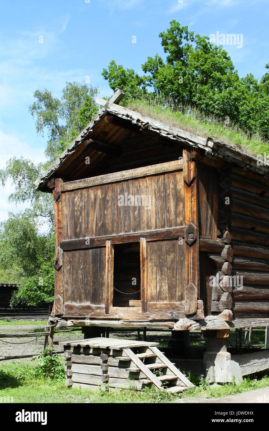 Traditionellen alten Holzhäuser, Norwegen, Skandinavien, Nordeuropa Stockfoto