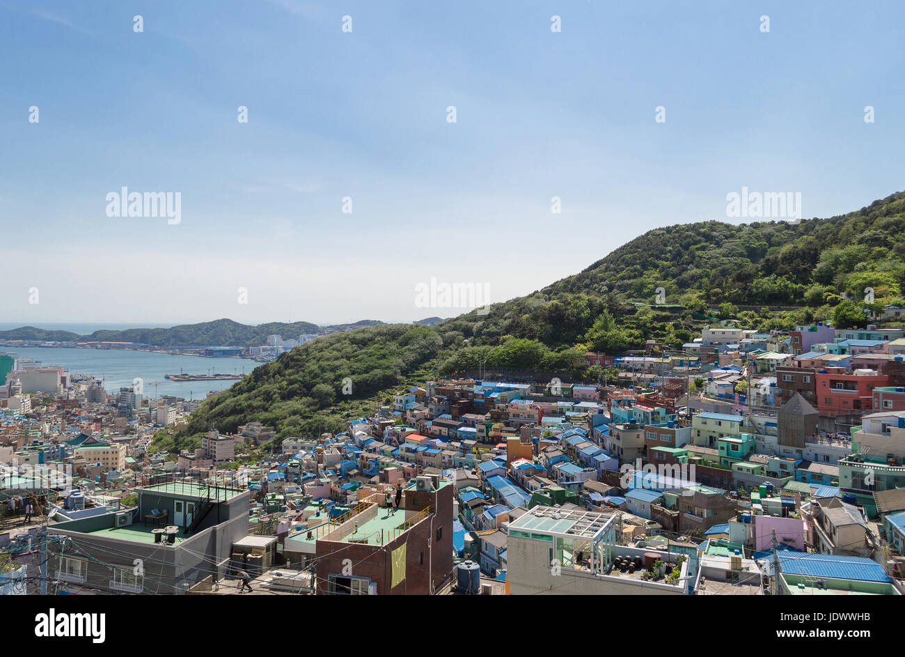 Blick auf Gamcheon-Kultur-Dorf in Busan, Südkorea Stockfoto