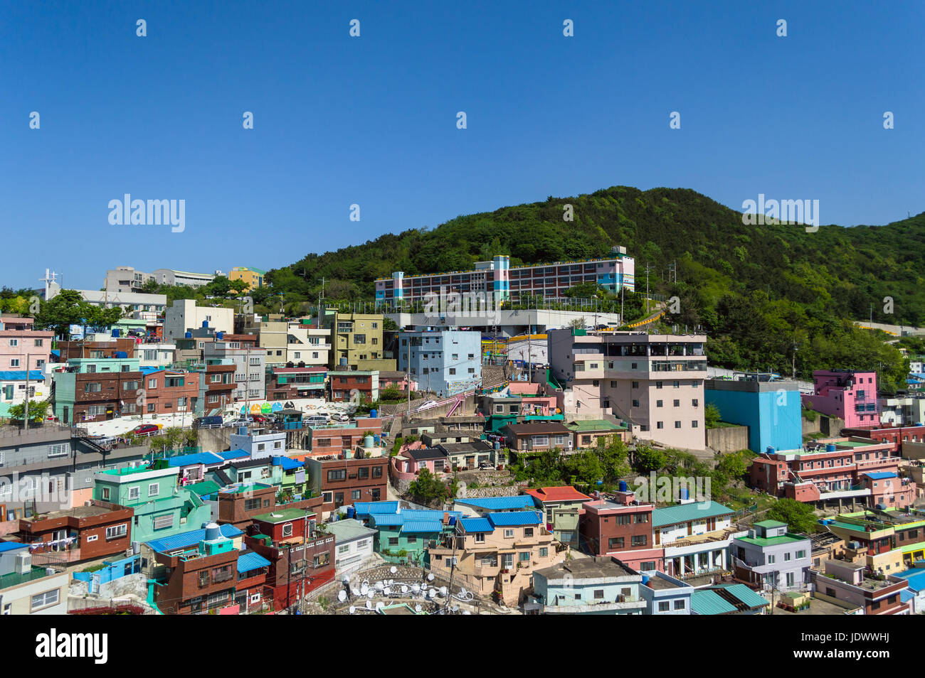 Blick auf Gamcheon-Kultur-Dorf in Busan, Südkorea Stockfoto