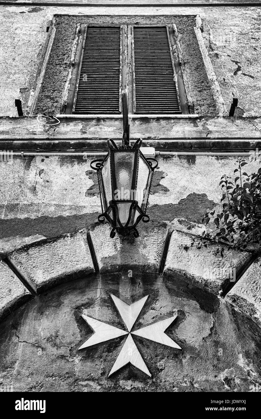 Details in der Villa Gran Priorato di Roma del Sovrano Militare Anwaltskammern di Malta, Briefely Gran Priorato di Roma, Rom, Italien Stockfoto