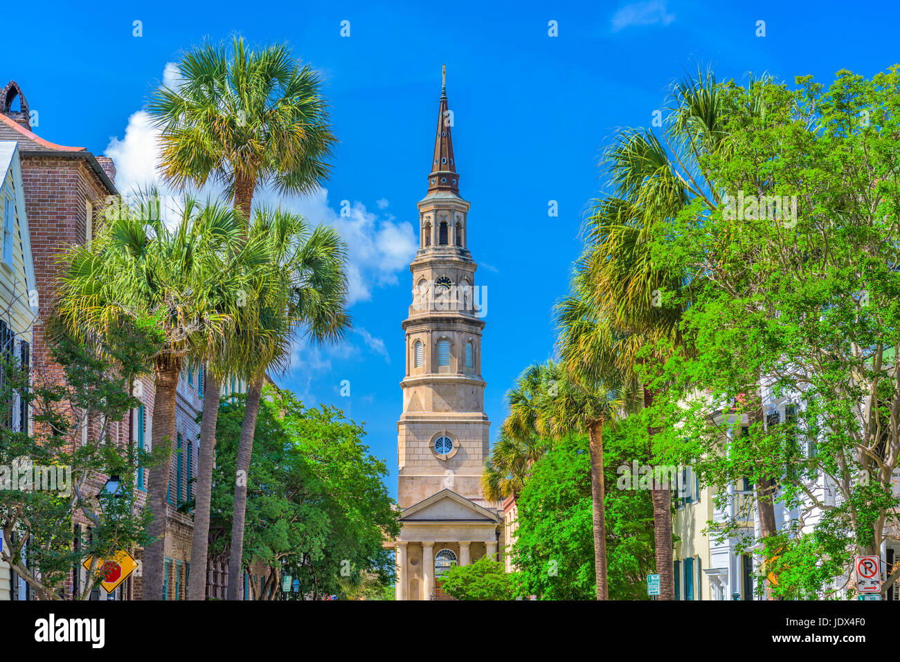 Historische Innenstadt von Charleston, South Carolina, USA Stadtbild. Stockfoto