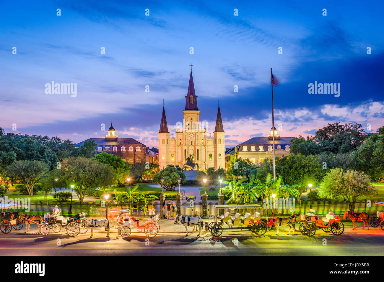 New Orleans, Louisiana, USA an der St. Louis Cathedral und Jackson Square. Stockfoto