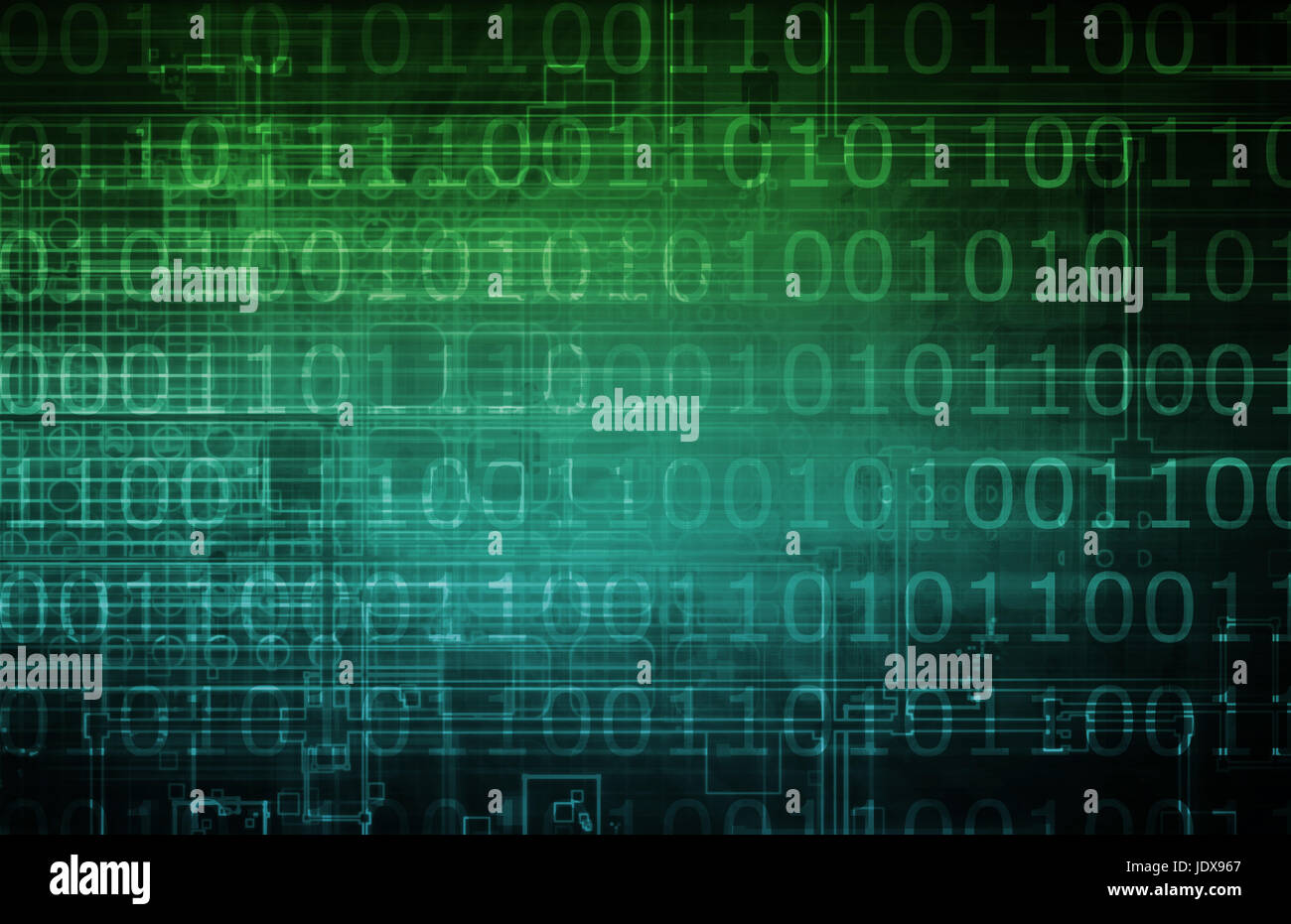 Netzwerksicherheit mit binären 1 s und 0 s Stockfoto