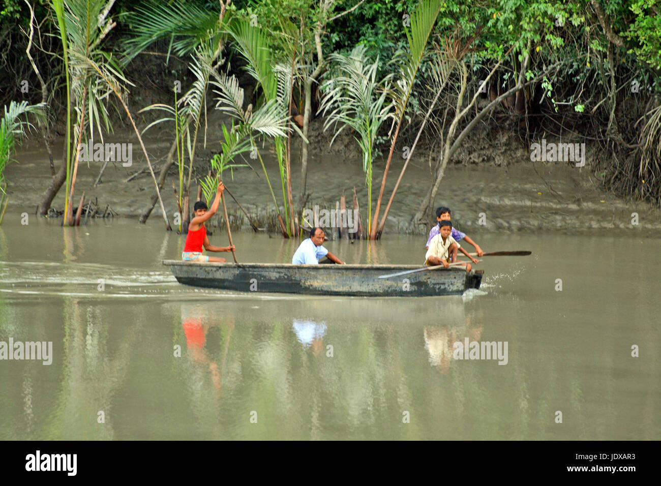 Sundarban von Bangladesh ist ein natives Speicherhaus der natürlichen biologischen Vielfalt. Es ist der größte Mangrovenwald der Welt, wo die Welt entdeckt berühmte wi Stockfoto