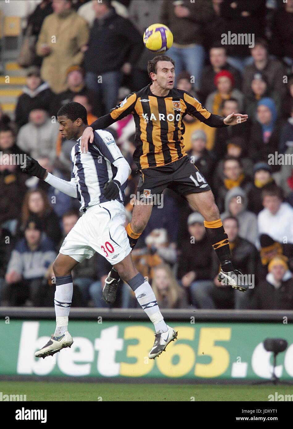 RYAN DONK & RICHARD GARCIA HULL CITY V WEST BROMWICH einen KC STADIUM HULL ENGLAND 31. Januar 2009 Stockfoto