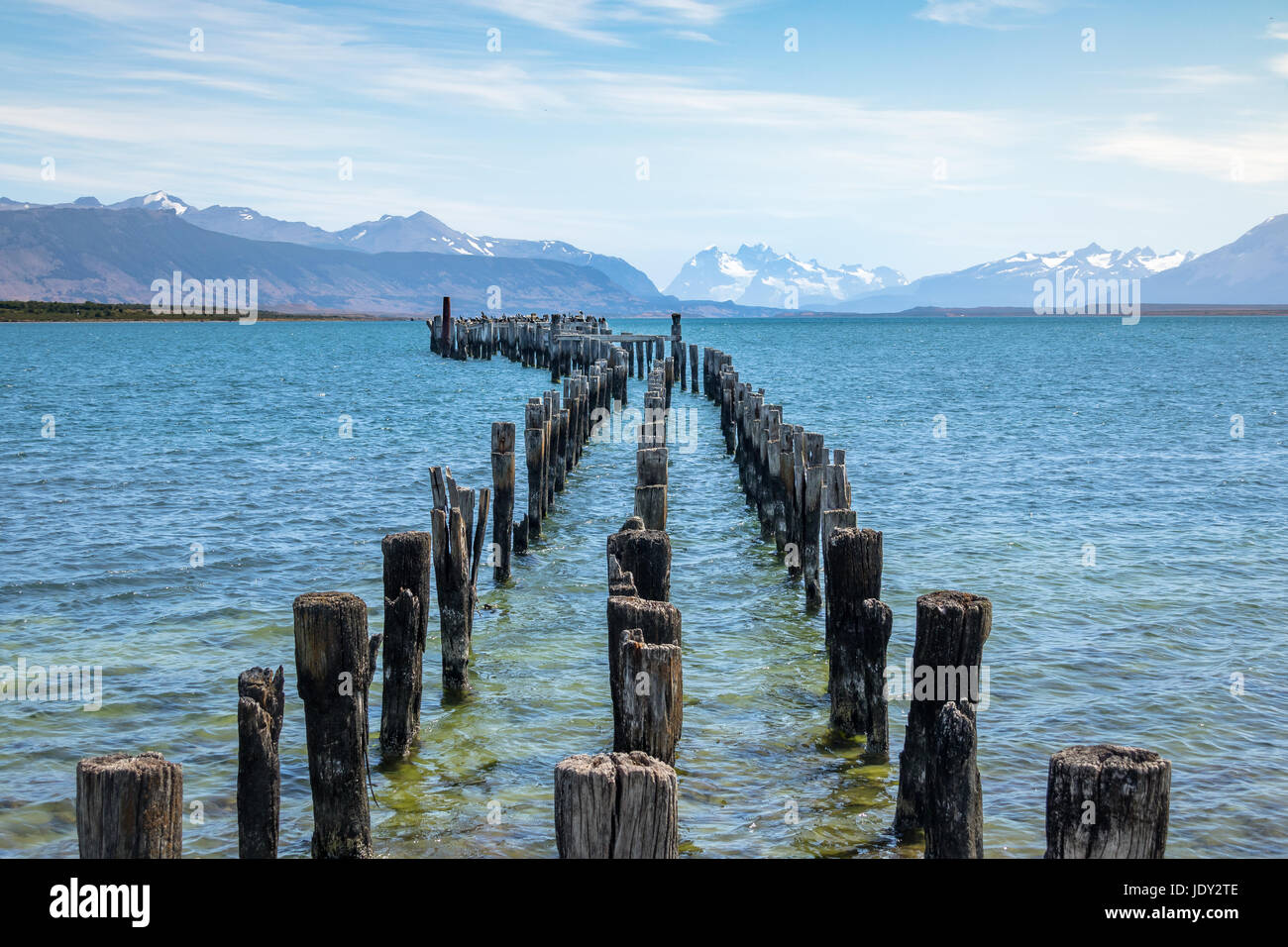 Alten Dock in Almirante Montt Golf in Patagonien - Puerto Natales, Magallanes Region, Chile Stockfoto