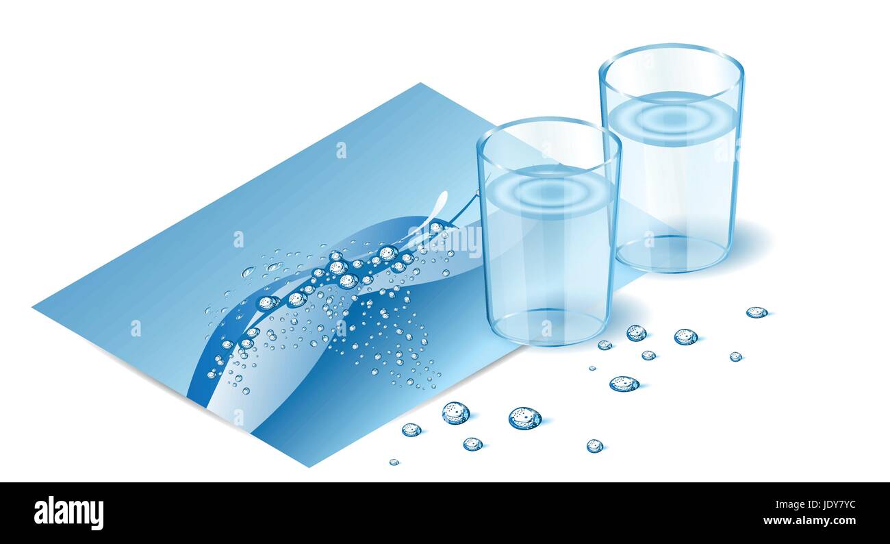 kurze Glas auf blauen Hintergrund mit Spritzen und Tropfen Stock Vektor