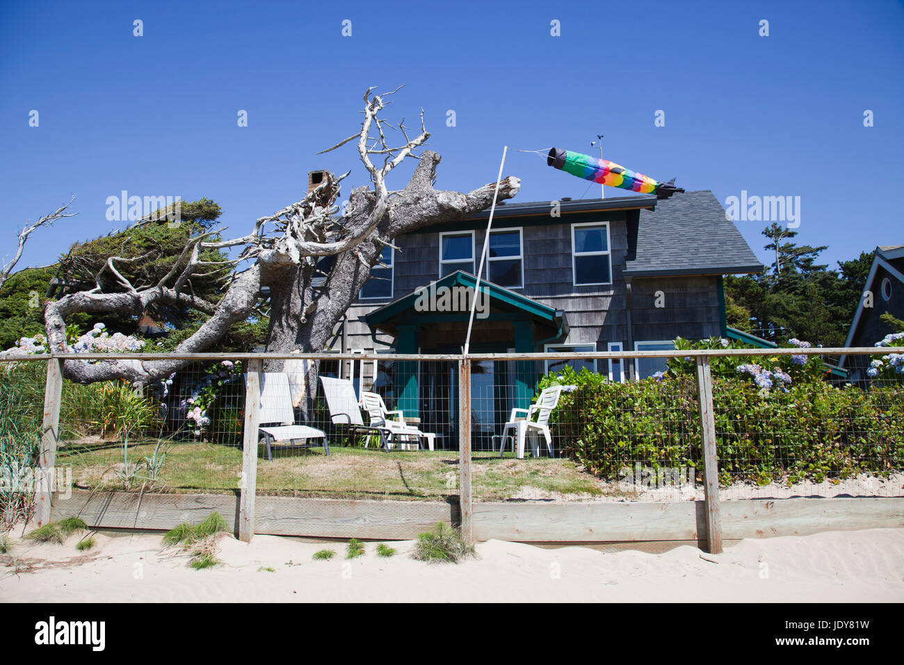 Ferienhaus, Strand, Dorf von Cannon Beach, Oregon, USA, Amerika Stockfoto