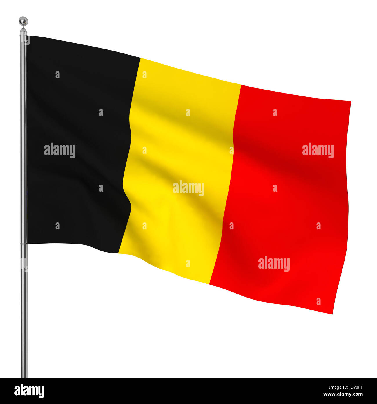 Belgische Flagge. 3D Abbildung auf weißem Hintergrund Stockfoto