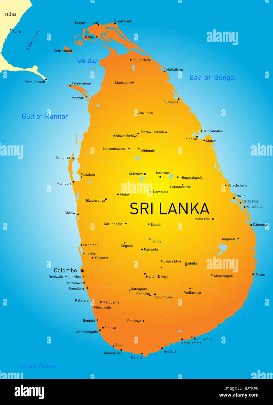 Farbe Vektorkarte von Sri Lanka Stockfotografie - Alamy