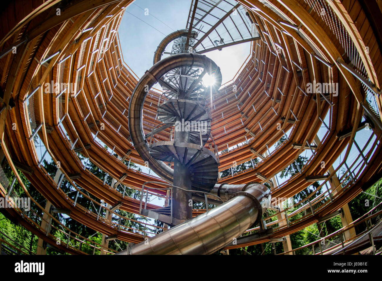 Treetop Walkway in Janske Lazne Riesengebirge (Riesengebirge), Tschechische Republik am 22. Juni 2017. Gehweg wird am 2. Juli geöffnet sein, ist 1300 Meter lang, die Lookout ist 45 Meter hoch. (CTK Foto/David Tanecek) Stockfoto