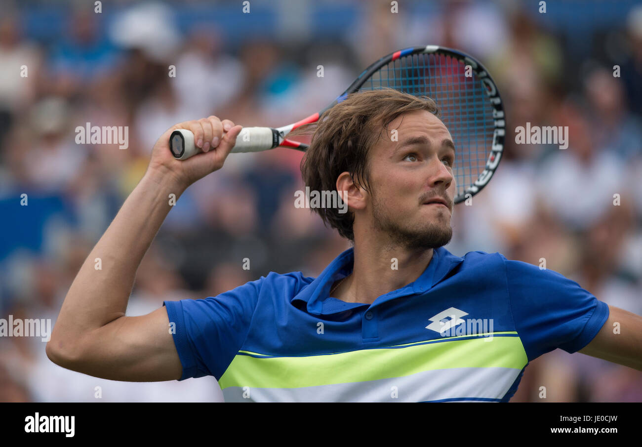 Die Queen's-Club, London, UK. 22. Juni 2017. Tag 4 des 2017 Aegon Tennis Championships in West London, Daniil Medwedew (RUS) V Thanasi Kokkinakis (AUS), gewann in zwei Sätzen. Bildnachweis: Malcolm Park / Alamy Live News Stockfoto