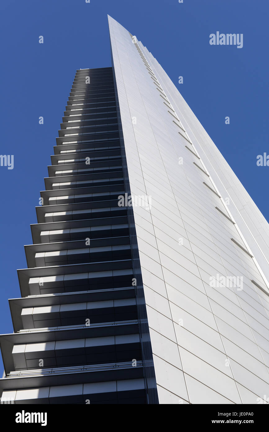 Hochhaus, Frankfurt, Wolkenkratzer, Fassade, Hausfassade, Hauptcampus, Bürogebäude, Business, Hessen, Deutschland, Brd, Bank, Banken, Stadt, Bankenviertel, Stockfoto
