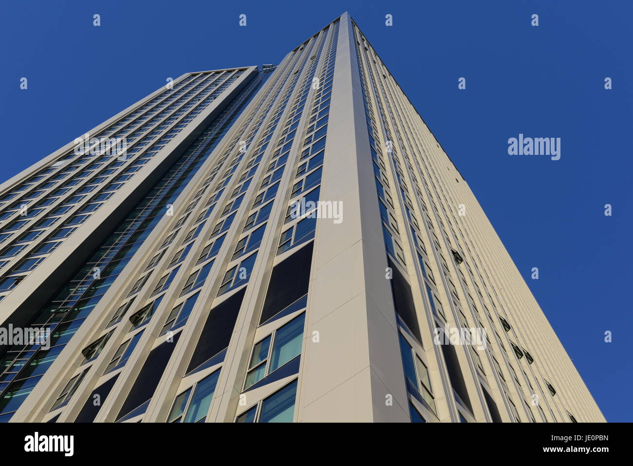 Hochhaus, Frankfurt, Wolkenkratzer, Fassade, Hausfassade, Hauptcampus, Bürogebäude, Business, Hessen, Deutschland, Brd, Bank, Banken, Stadt, Bankenviertel, Stockfoto
