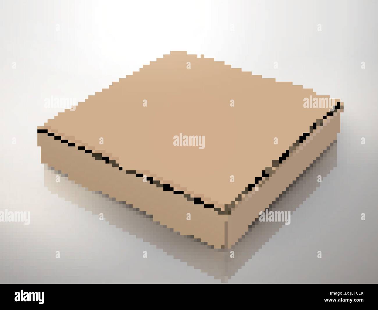 leere Links braun Pizza-Schachtel kippen, einsetzbar als Gestaltungselement, isolierte grauen Hintergrund, 3d Illustration, erhöhten Blick Stock Vektor