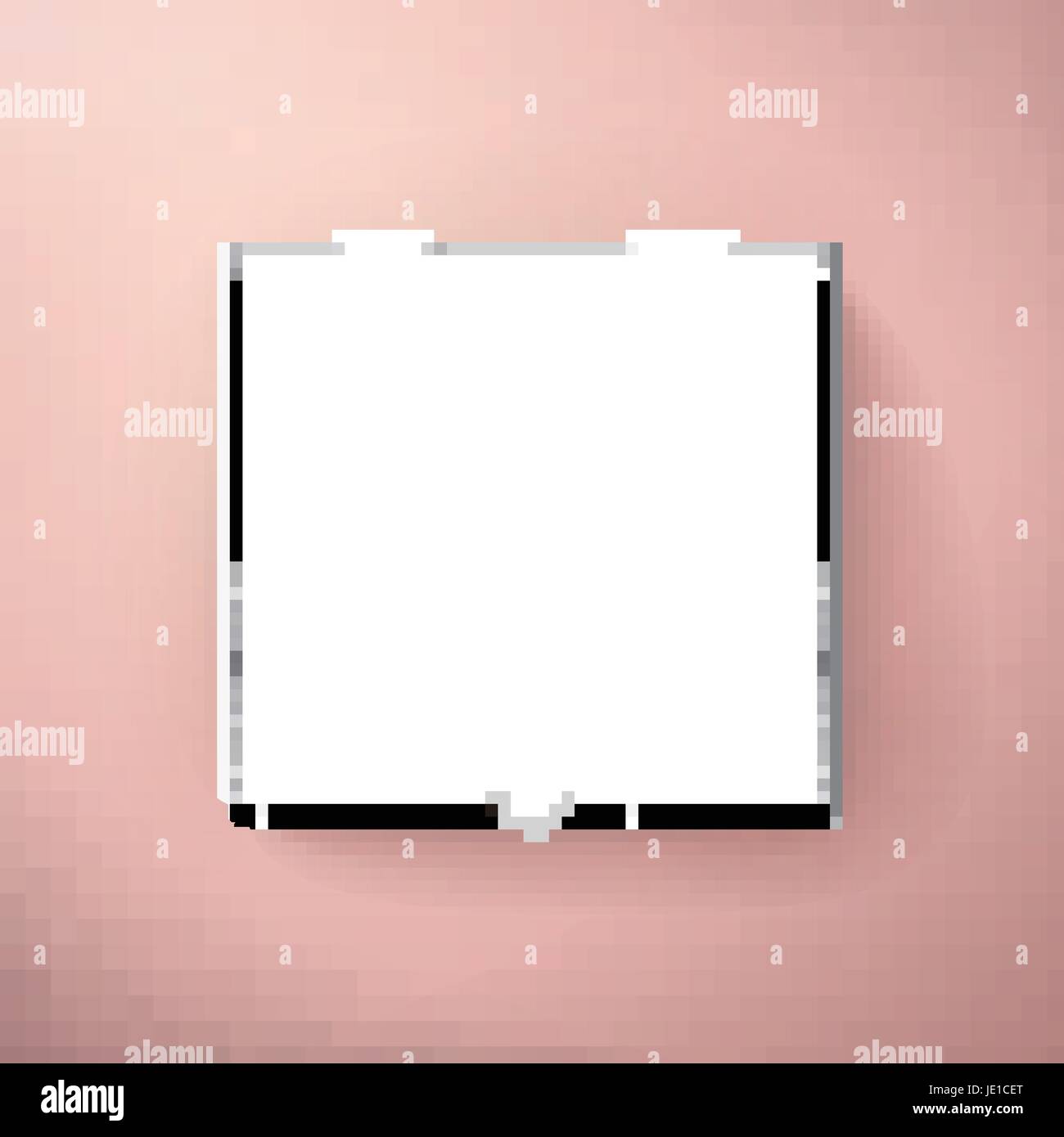 weiße Pizza-Box leer ist, eignet sich als gestalterisches Element, isolierte rosa Hintergrund, 3d Illustration, Draufsicht Stock Vektor