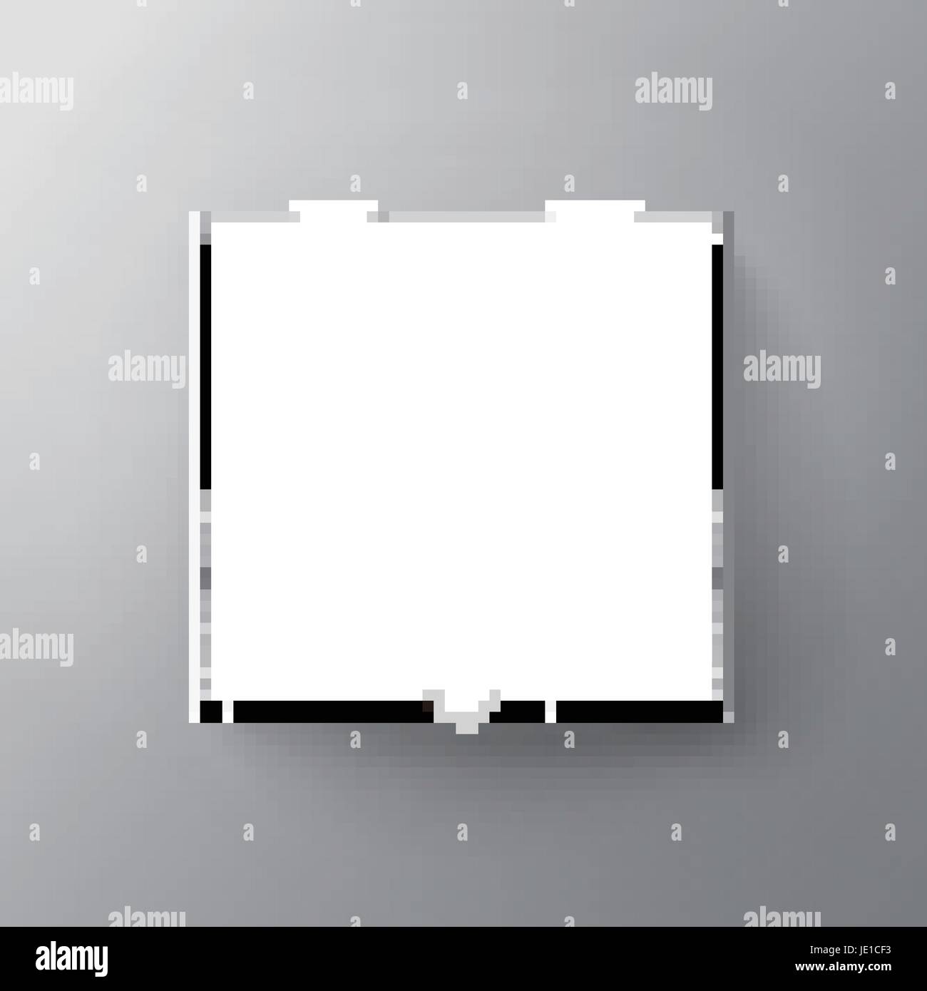 weiße Pizza-Box leer ist, eignet sich als gestalterisches Element, isoliert grau hinterlegt, 3D-Illustration, Ansicht von oben Stock Vektor