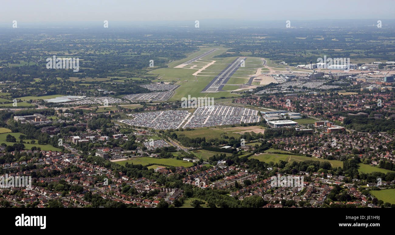 Luftaufnahme des internationalen Flughafen Manchester, UK Stockfoto
