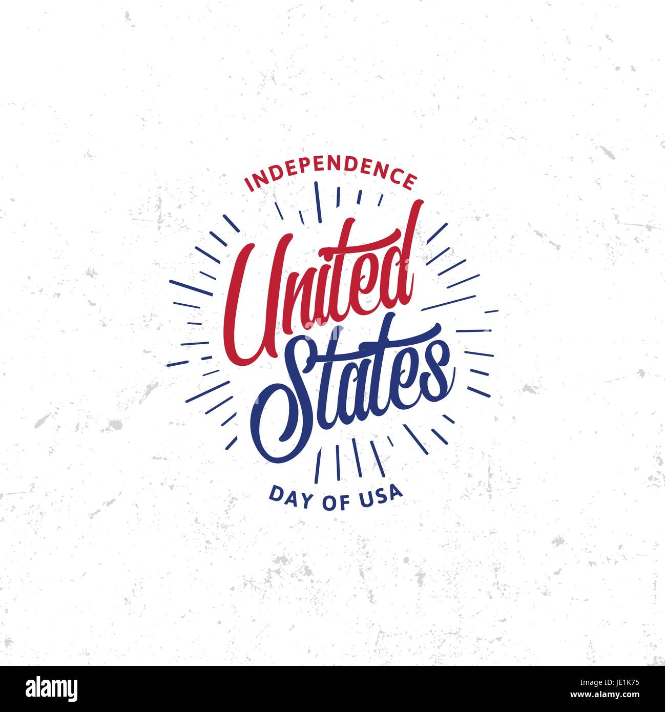 Vereinigten Staaten von Nordamerika Vektor-Logo Vintage einfachen Stil. Unabhängigkeitstag Nationalfeiertag Symbol. Blaue und rote Farben windigen USA-Flagge. Retro-Stil Stock Vektor