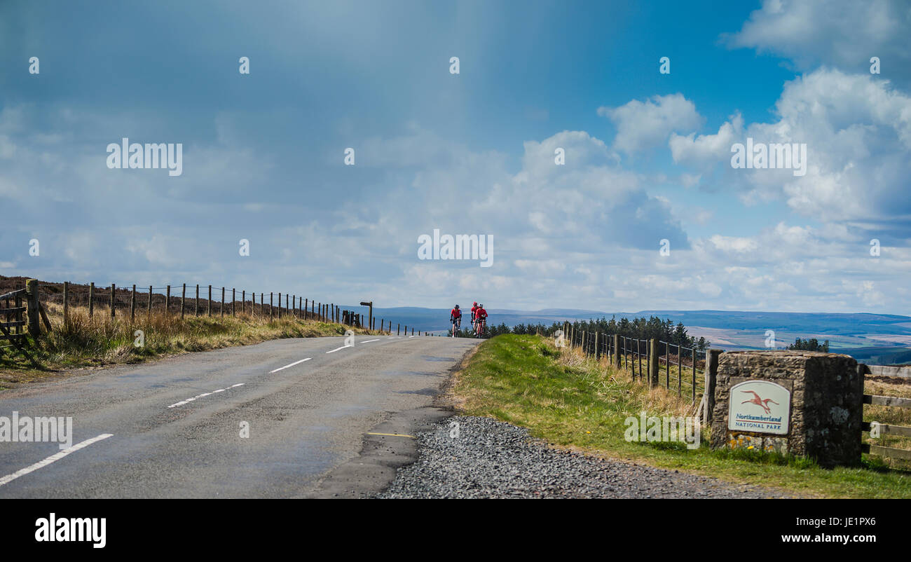 Radfahren in der Northumberland National Park, UK. Stockfoto