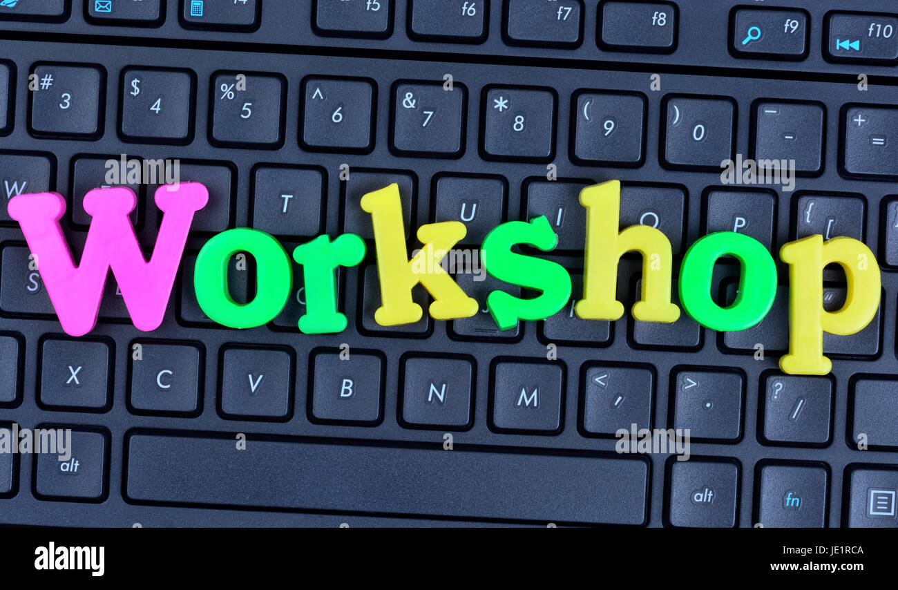 Werkstatt Wort auf Computer Tastatur Nahaufnahme Stockfoto