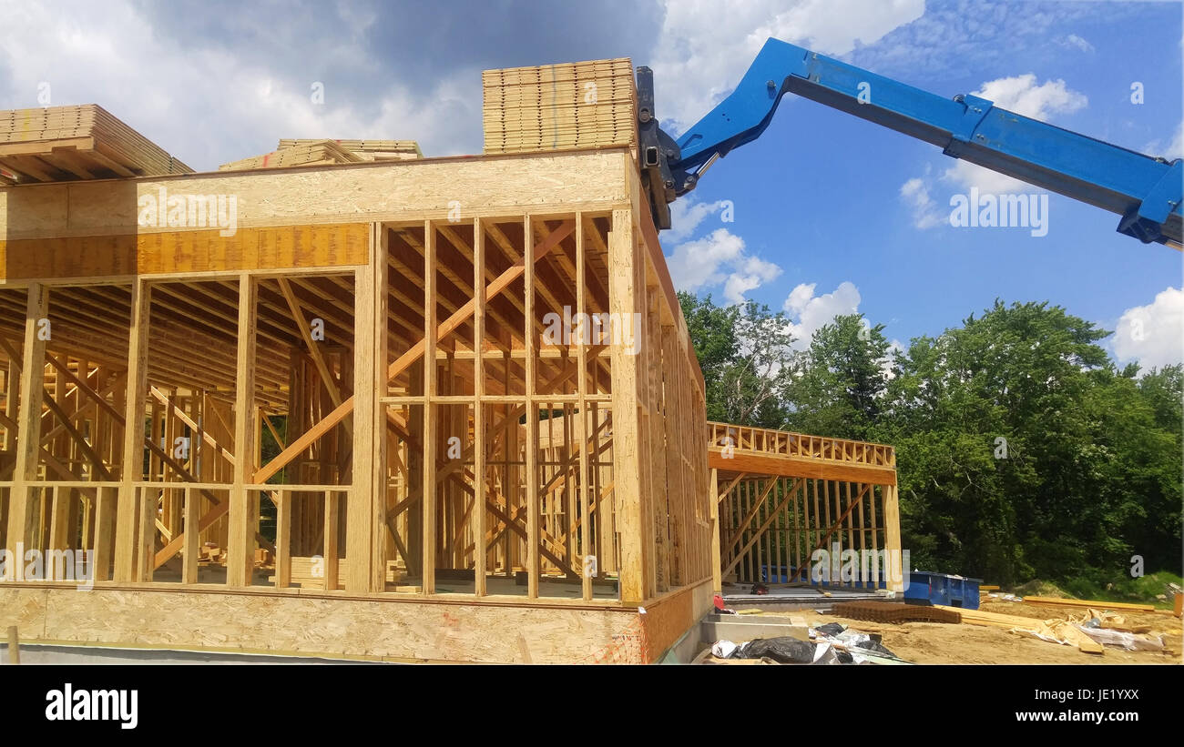 Neue Bau Holz Haus Gestaltung abstrakt. Stockfoto