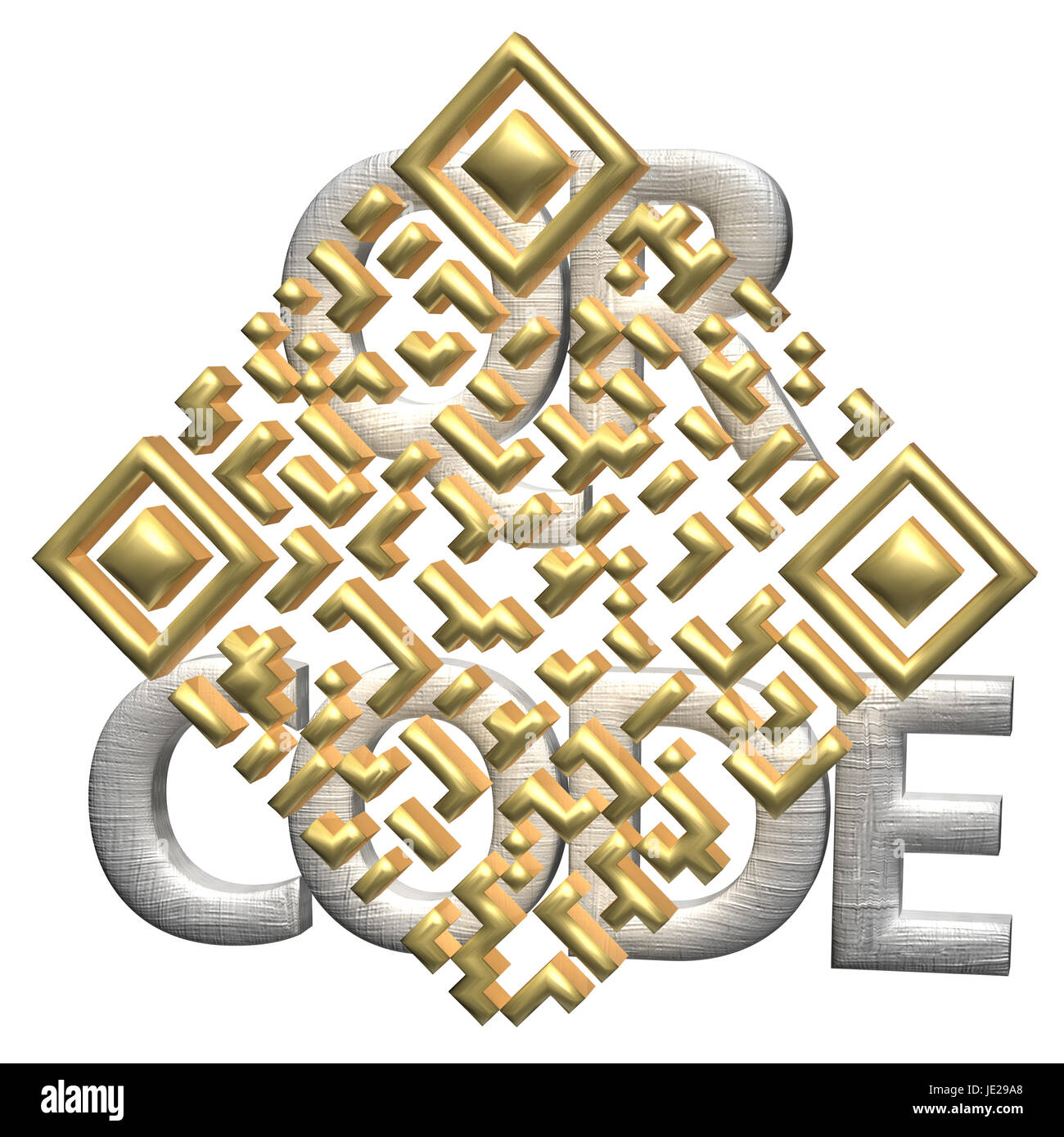 Abstraktes Beispiel eines dreidimensionalen QR-Codes als Hintergrund Stockfoto