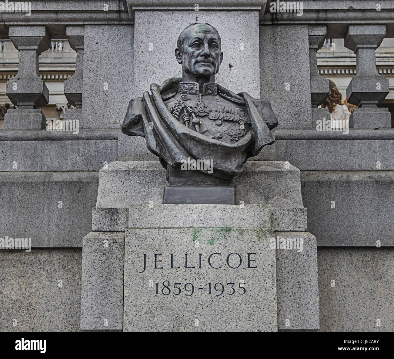 Statue von John Jellicoe, 1. Earl Jellicoe Admiral der Flotte John Rushworth Jellicoe, 1. Earl Jellicoe, GCB, OM, GCVO, SGM, DL wurde eine königliche Marine Stockfoto