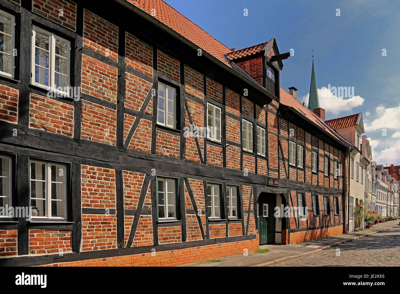 Altes Pferd Mühle an der oberen Trave in Lübeck. Stockfoto