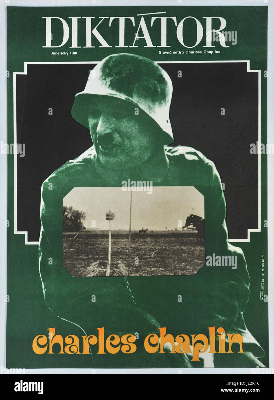 Der große Diktator. Charlie Chaplin. 1940 original tschechoslowakischen Filmplakat aus der 1970er Jahre. Stockfoto