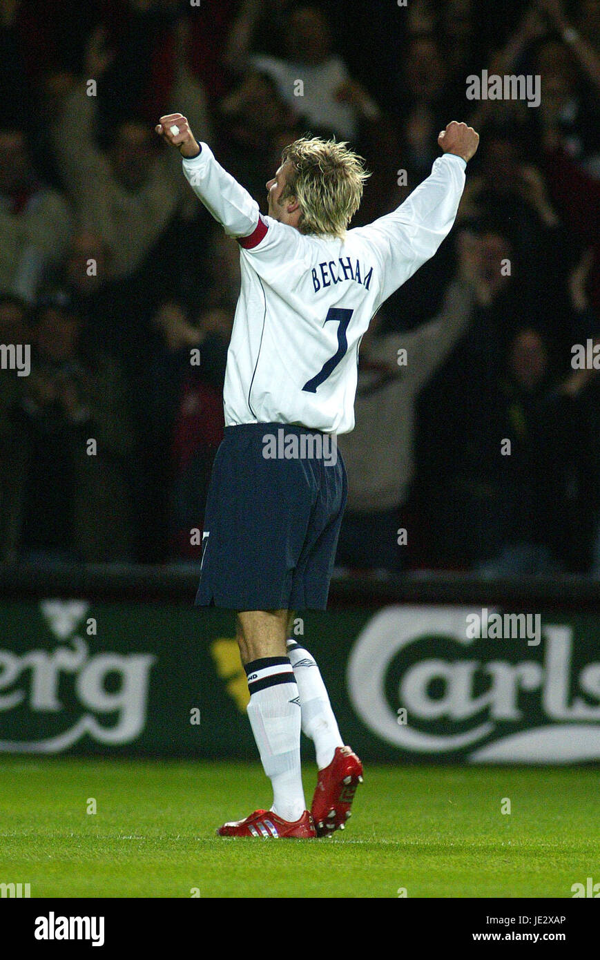 DAVID BECKHAM ENGLAND & MANCHESTER UNITED FC 16. Oktober 2002 Stockfoto