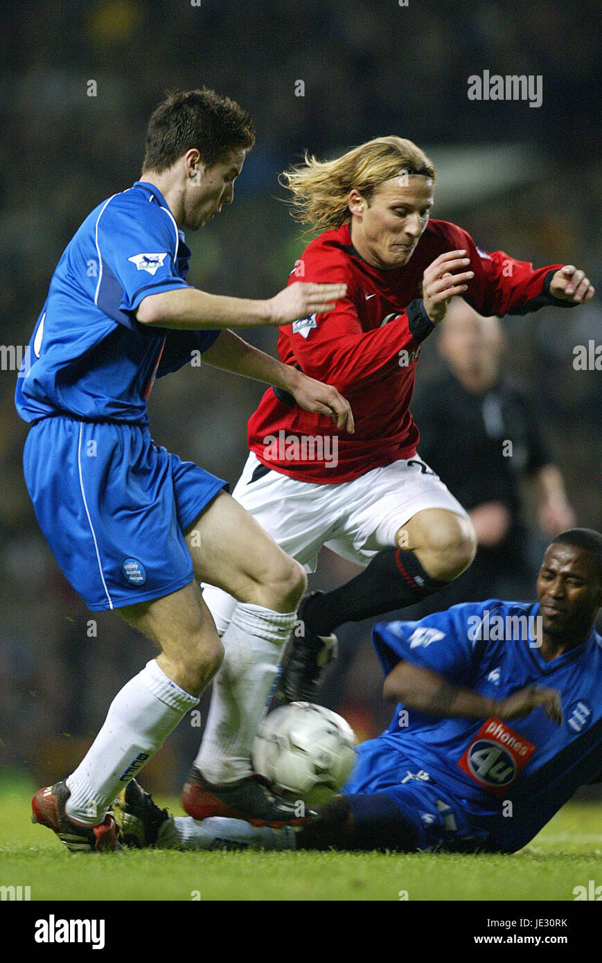 DIEGO FORLAN SADLER JOHNSON MANCHESTER UTD V BIRMINGHAM OLD TRAFFORD MANCESTER 28. Dezember 2002 Stockfoto