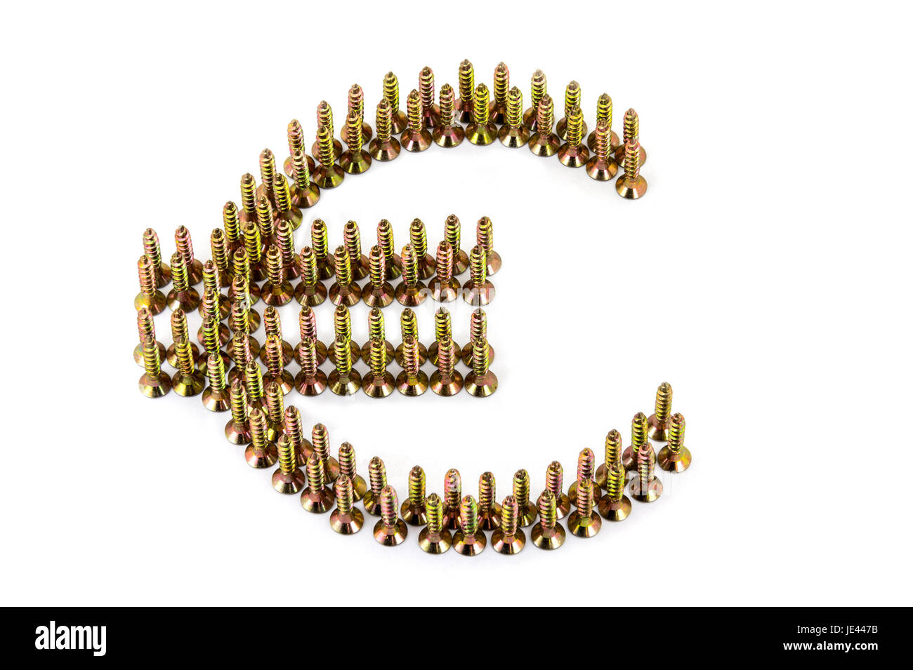 EURO-Sing angelegt auf weiß mit goldenen galvanisierter selbst-Anzapfungen isoliert auf weißem Hintergrund Stockfoto