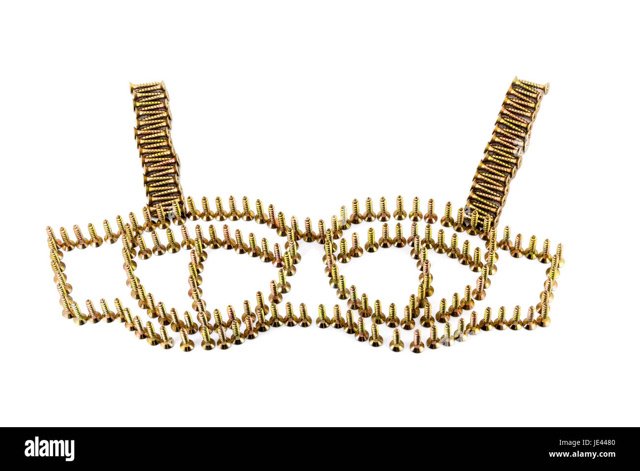 BH angelegt auf weiß mit goldenen galvanisierter selbst-Anzapfungen isoliert auf weißem Hintergrund Stockfoto