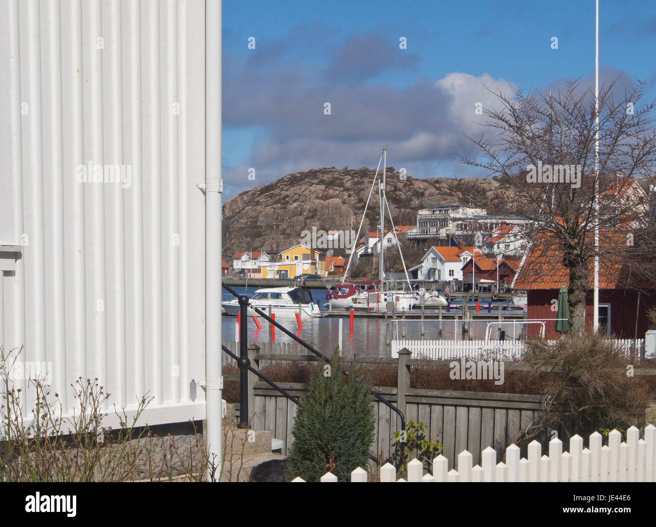 Die kleine Stadt Fjallbacka an der Westküste von Schweden, ein Urlaubsziel Stockfoto