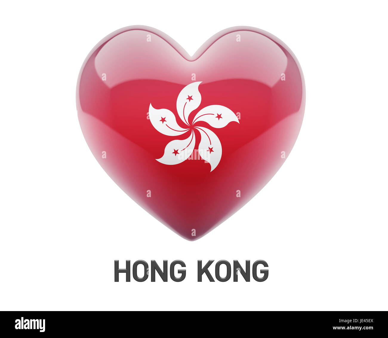 Hong Kong Herz Flaggensymbol isoliert auf weißem Hintergrund Stockfoto