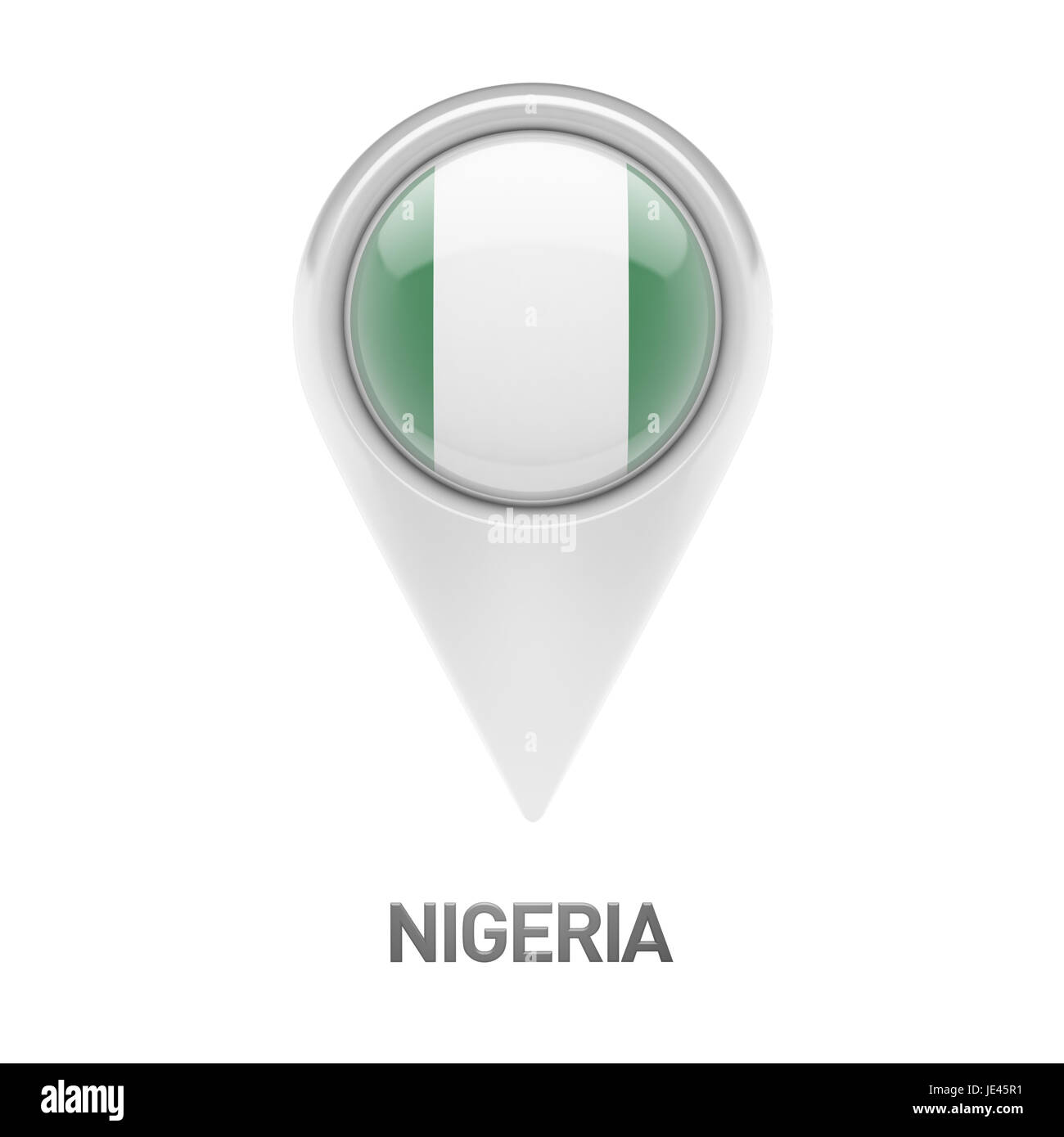 Nigeria Flagge isoliert auf weißem Hintergrund Stockfoto