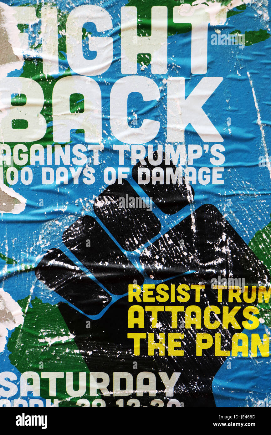 Politisches Plakat in Washington DC, USA, gegen Präsident Donald Trump Stockfoto