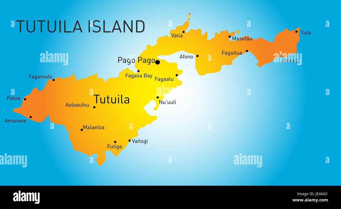 Farbe Vektorkarte von Tutuila Stockfoto