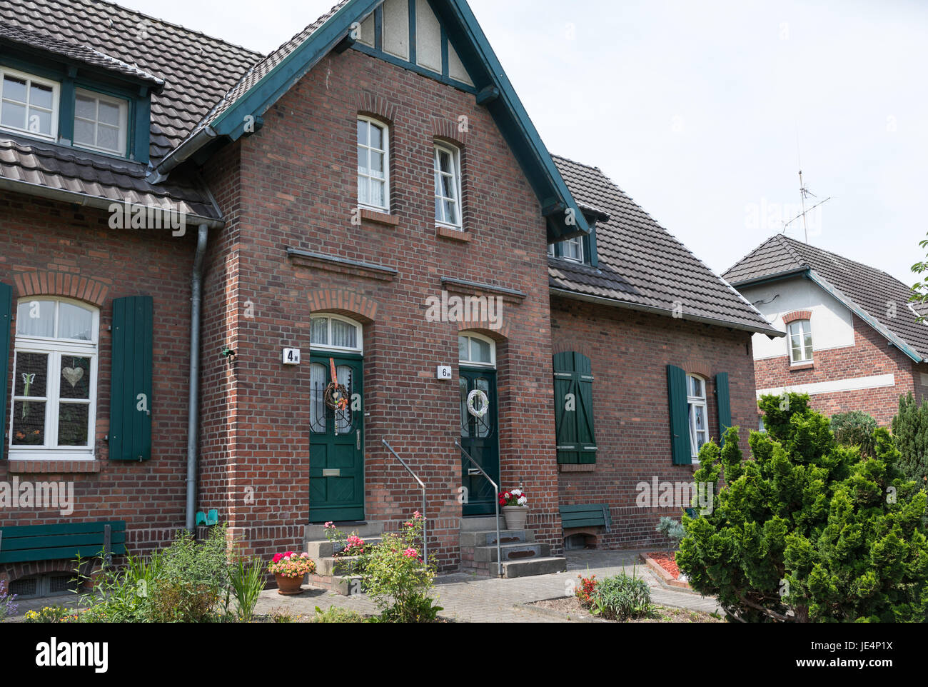 Für den sozialen Wohnungsbau von Anfang des 20. Jahrhunderts in Meerbeck, Deutschland Stockfoto