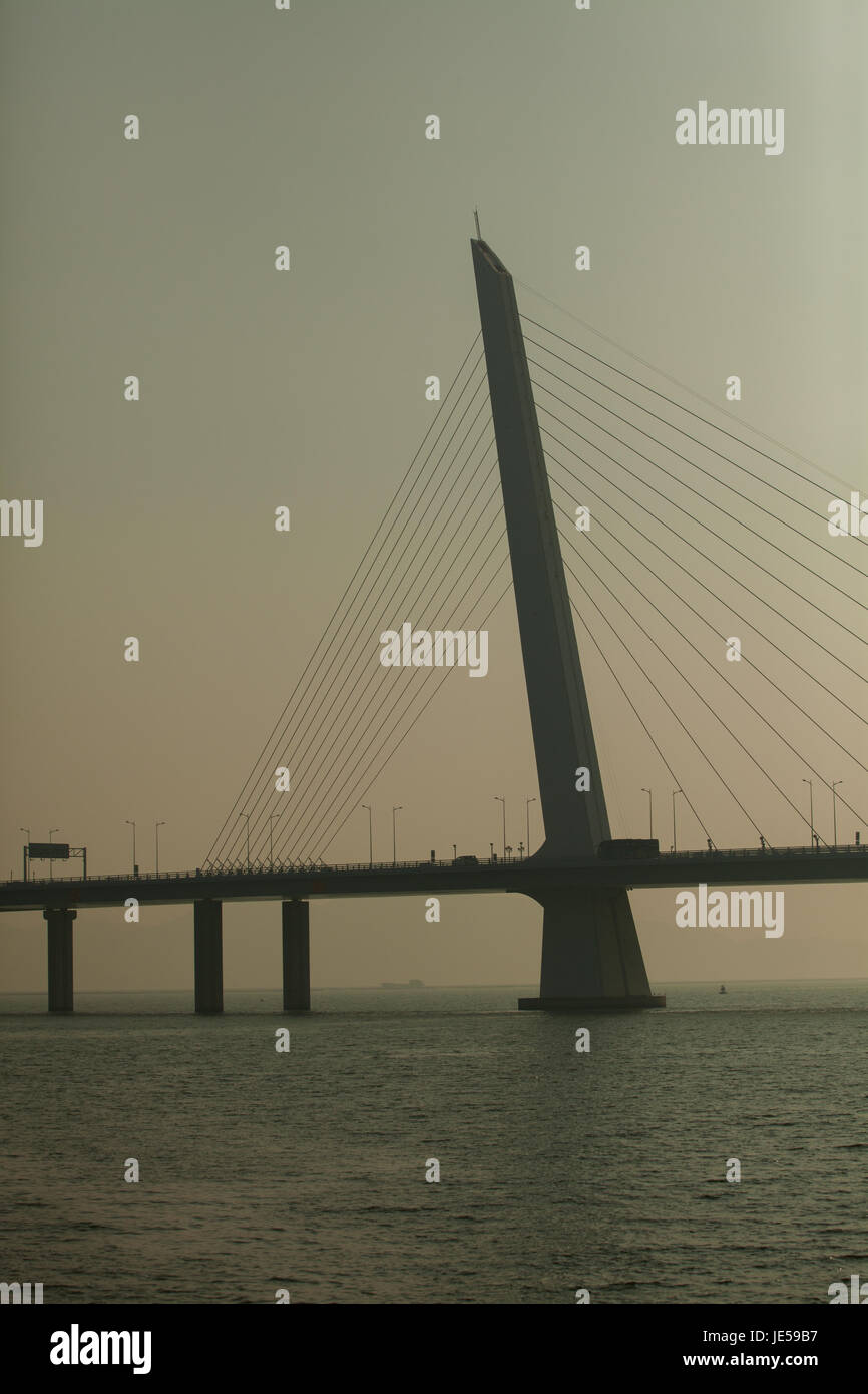 Shenzhen Bucht Brücke, Hong Kong SAR mit dem chinesischen Festland, Stadt Shenzhen, Provinz Guangdong, Volksrepublik China; Stockfoto