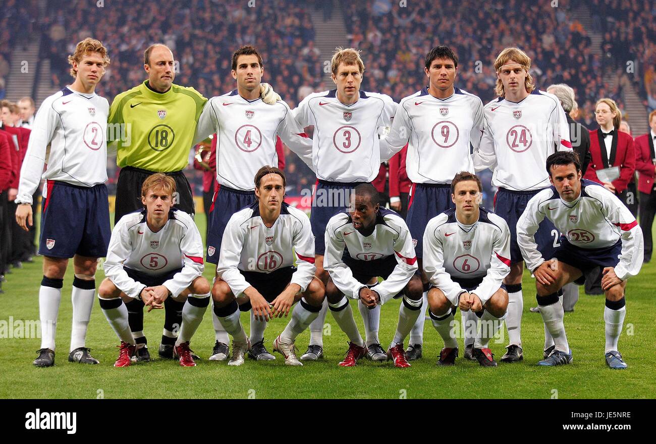 USA-TEAM Gruppe USA TEAM V Schottland HAMPDEN PARK GLASGOW Schottland 12. November 2005 Stockfoto