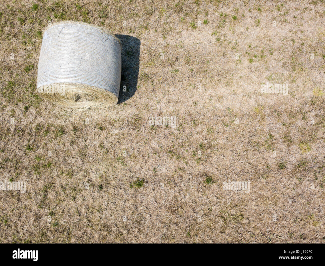 Natur und Landschaft: Luftaufnahme von einem Feld, gepflügtes Feld, Anbau, grasgrün, Landschaft, Landwirtschaft, Heuhaufen, Heuballen Stockfoto